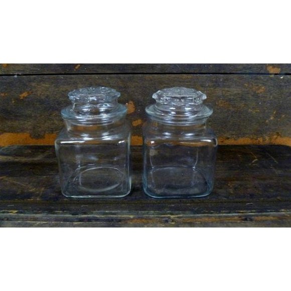 Clear glass lidded / covered jar containers / set of 2 - Picture 6 of 6